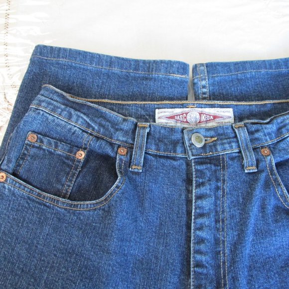 Ikeda Straight-Leg High-Rise 1990s Dark-Wash Blue Jeans Size 32 *no back patch* - Picture 2 of 10